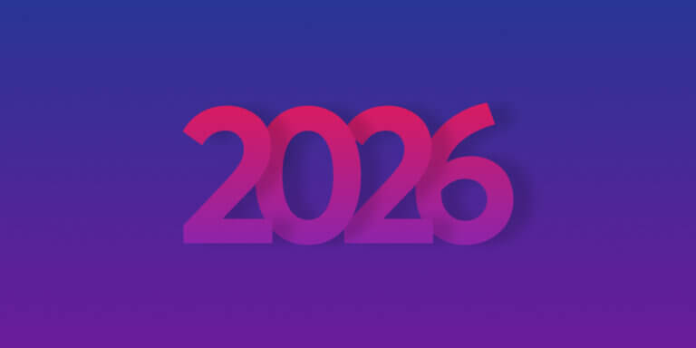 An image with a purple background and the year 2026 in the centre with pink to purple colours.