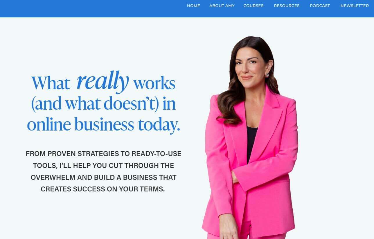 Amy Porterfield landing page copy.