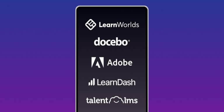 An image showing the logos of the top options for no code lms mobile app builders.