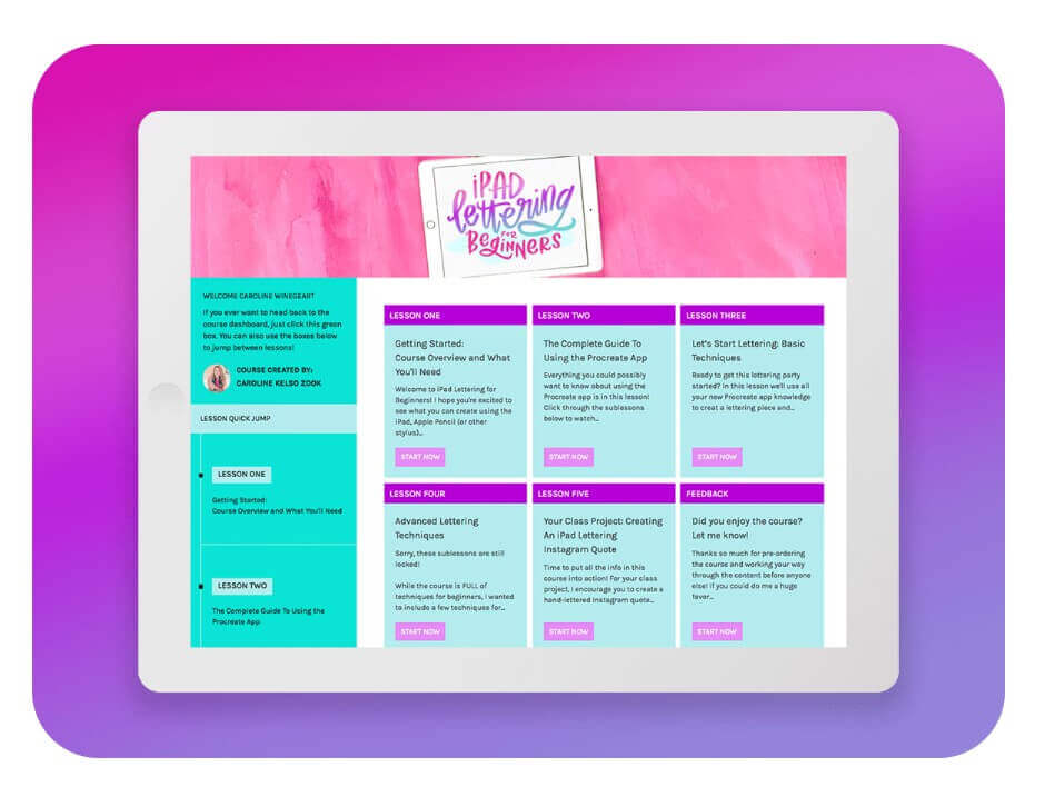 Ipad lettering for beginners course summary in an image.