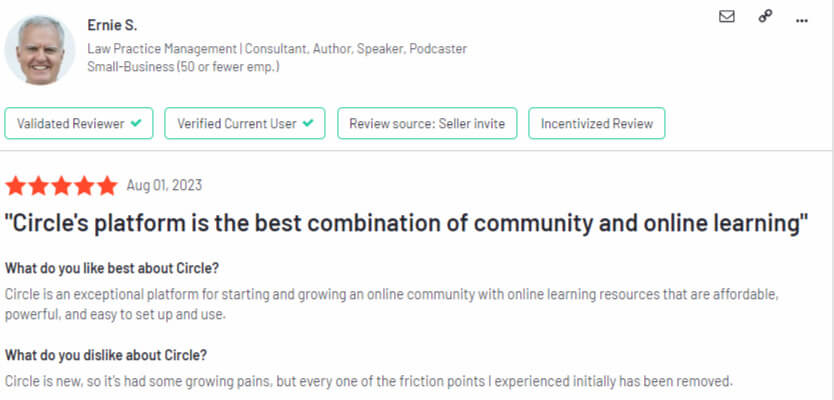 Circle's review on G2.