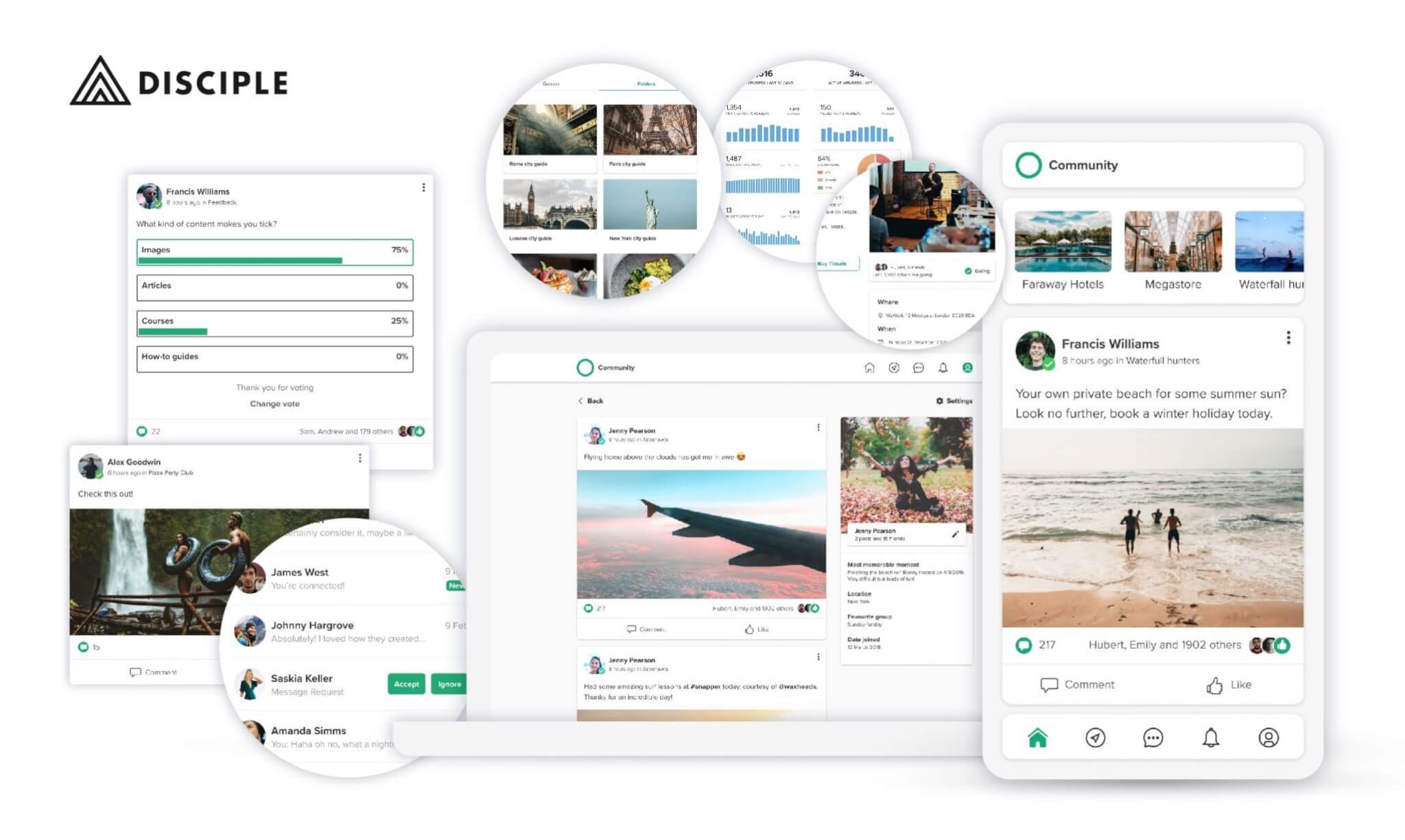 An image showing Disciple's dashboard on multiple screens.