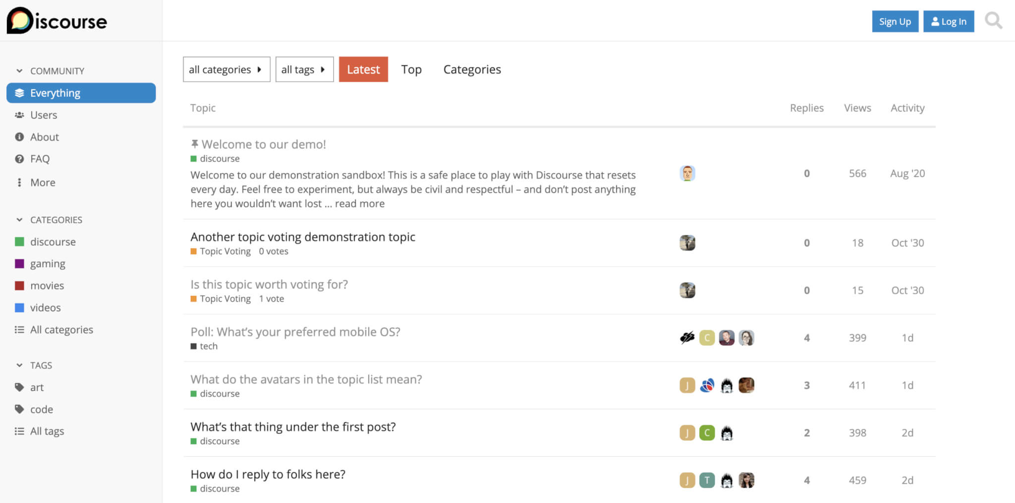 An image showing Discourse's interface.