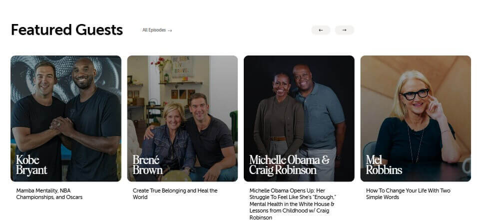 Lewis featured guests' landing page section/