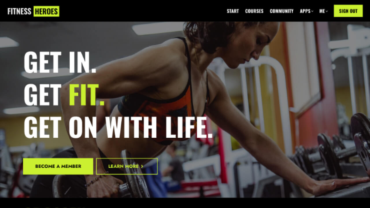 website template example for a fitness courses seller