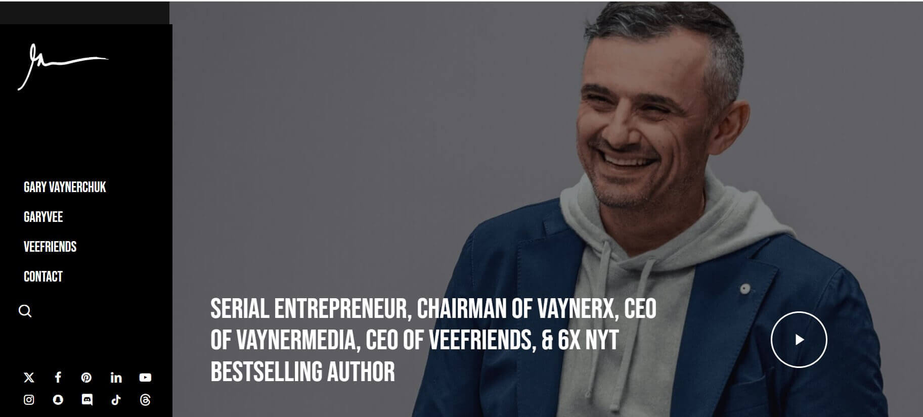 Gary Vaynerchuk landing page above the fold.
