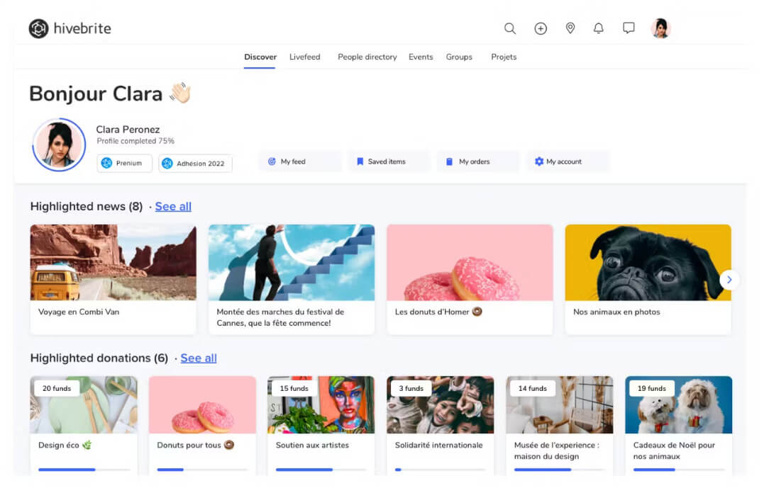 An image showing Hivebrite's dashboard.