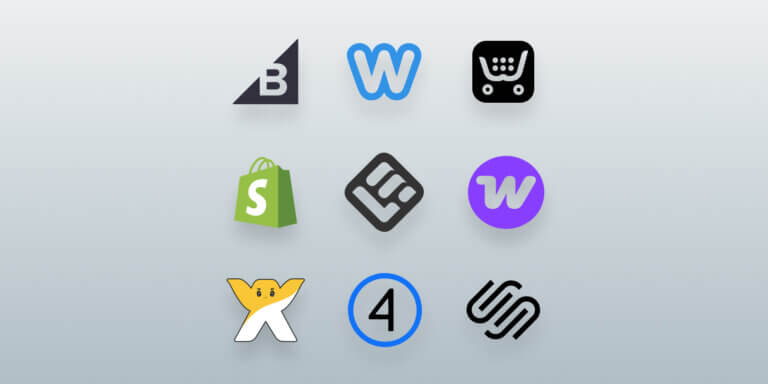 An image with a grey background showing the logos of the top ecommerce platforms for small businesses.