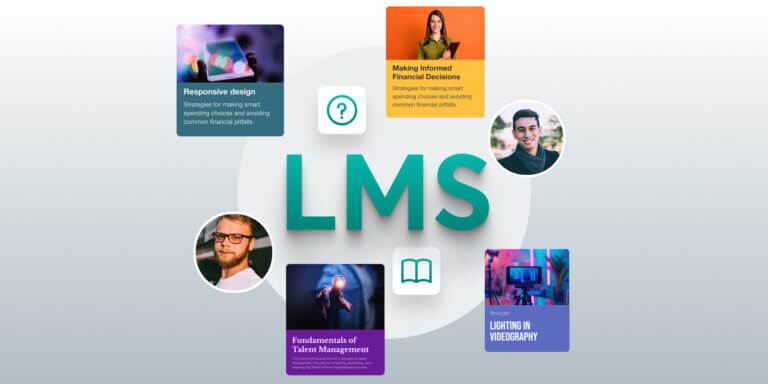 A visual showing the word 'LMS' and smaller images with people and other elements circling it.