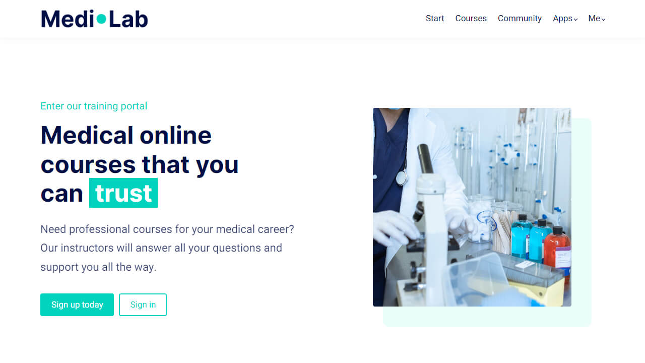 coaching website template for a company selling medical courses online