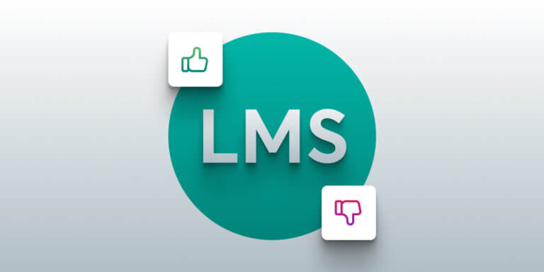 A visual showing the word 'LMS' in the middle inside a green coloured circle and a thumbs up and a thumbs down icons around it.