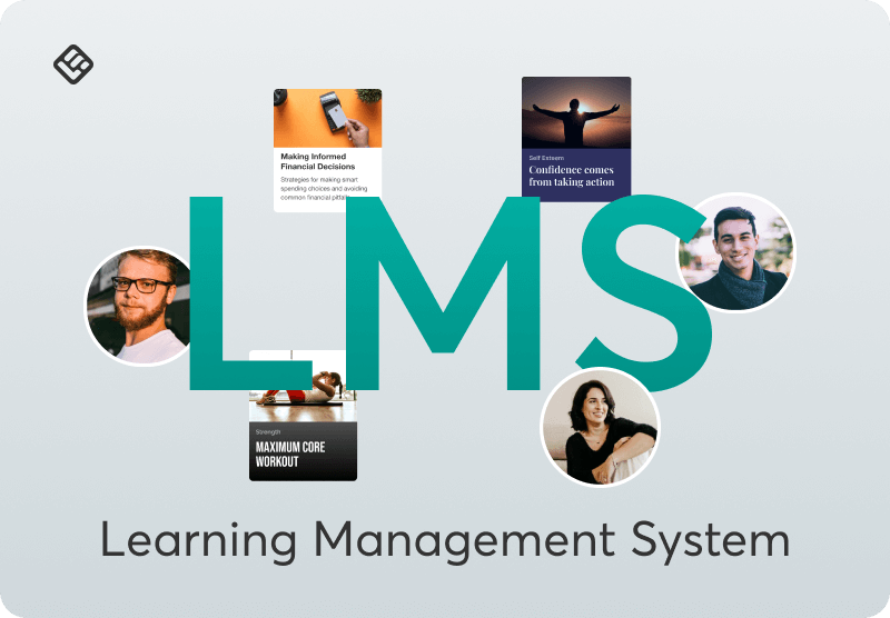 An image featuring the acronym of LMS and its explanation along with smaller images showing people's faces.