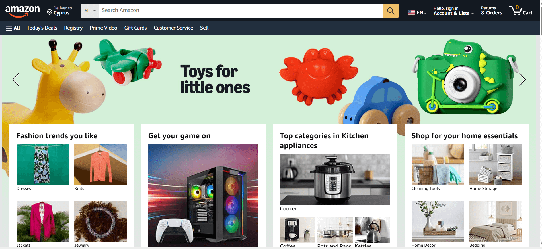 A screenshot showing part of Amazon's website.