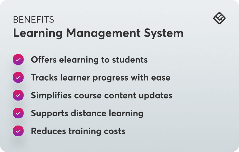 An image listing the benefits of a learning management system.