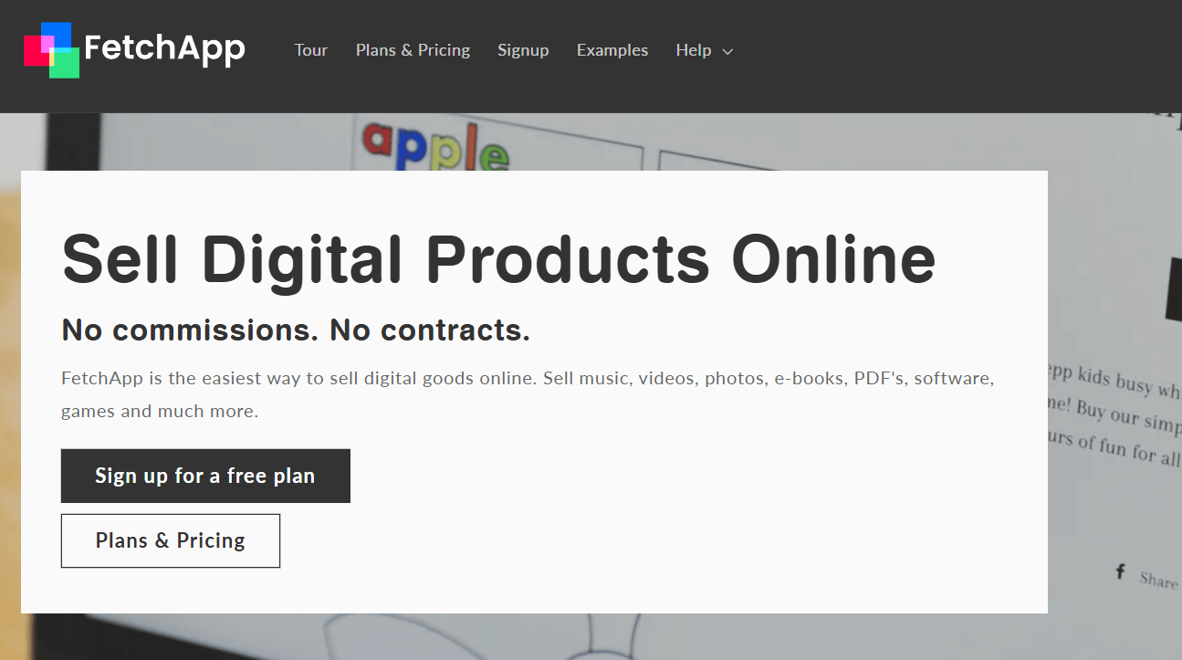  A screenshot showing part of FetchApp's website.