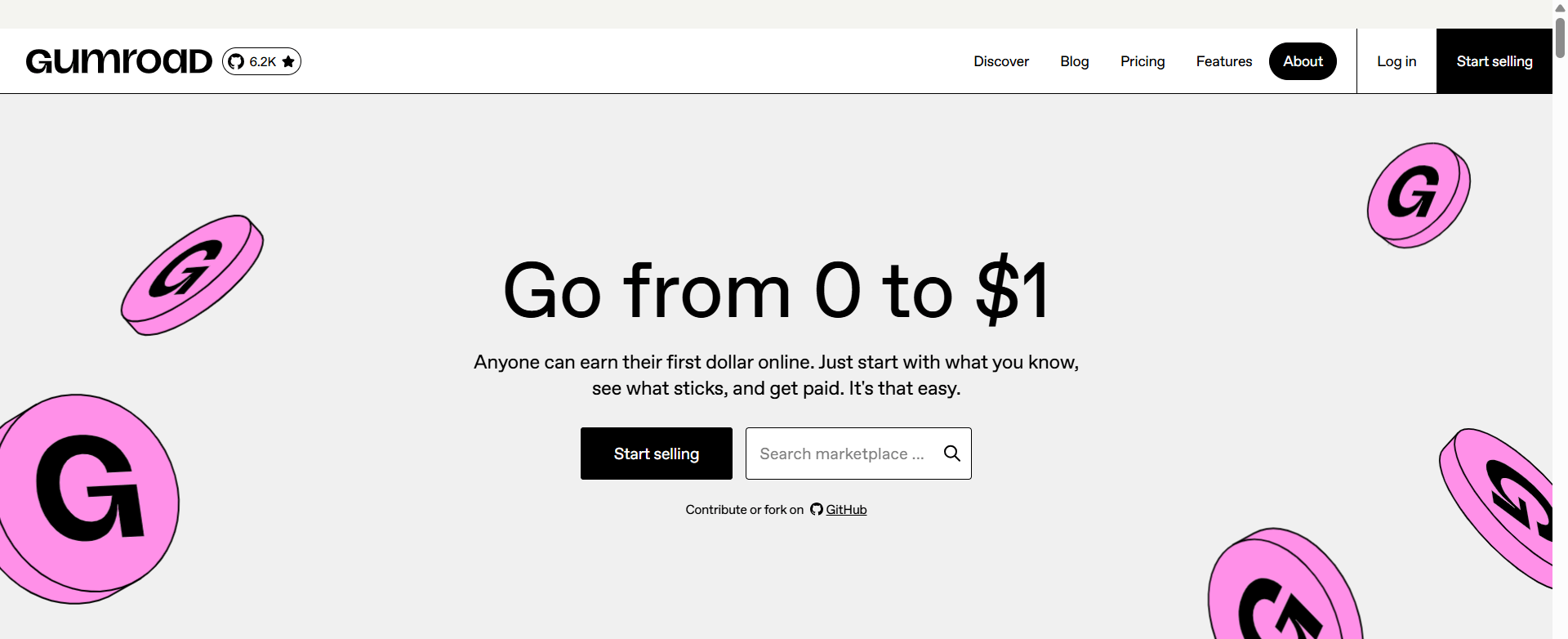 A screenshot showing part of Gumroad's website.