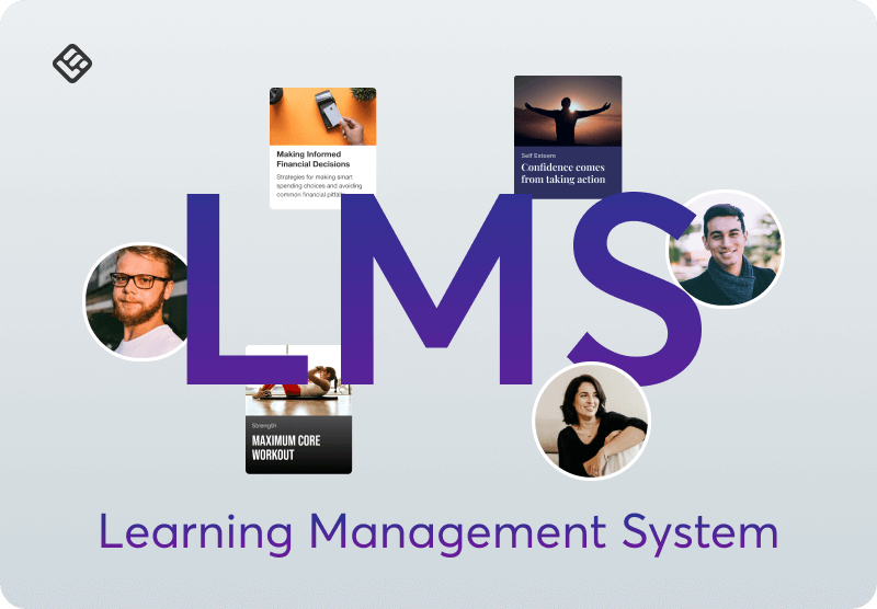 A visual showing the LMS acronym and what it means along with smaller images featuring people's faces.