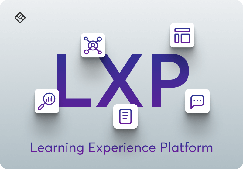 A visual showing the LXP acronym and what it means along with smaller graphics around it.