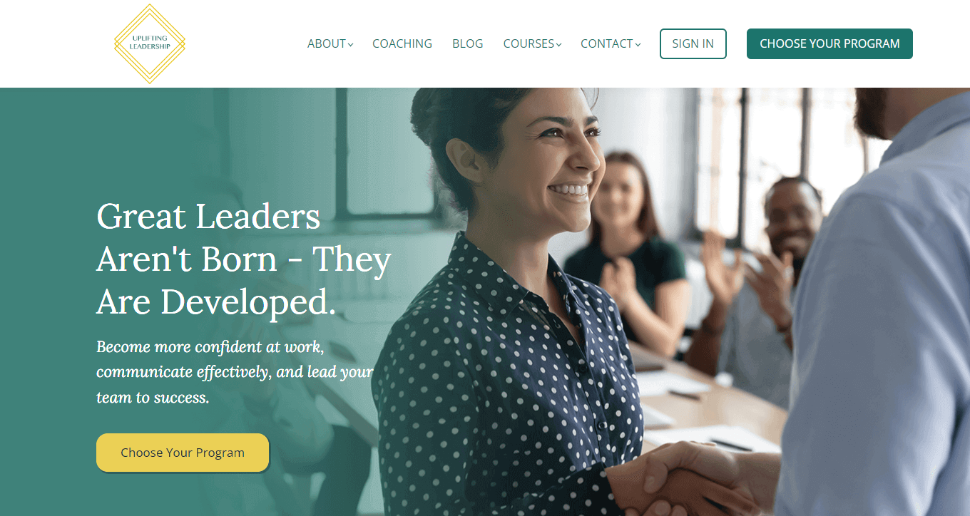  A screenshot of Uplifting Leadership’s website.
