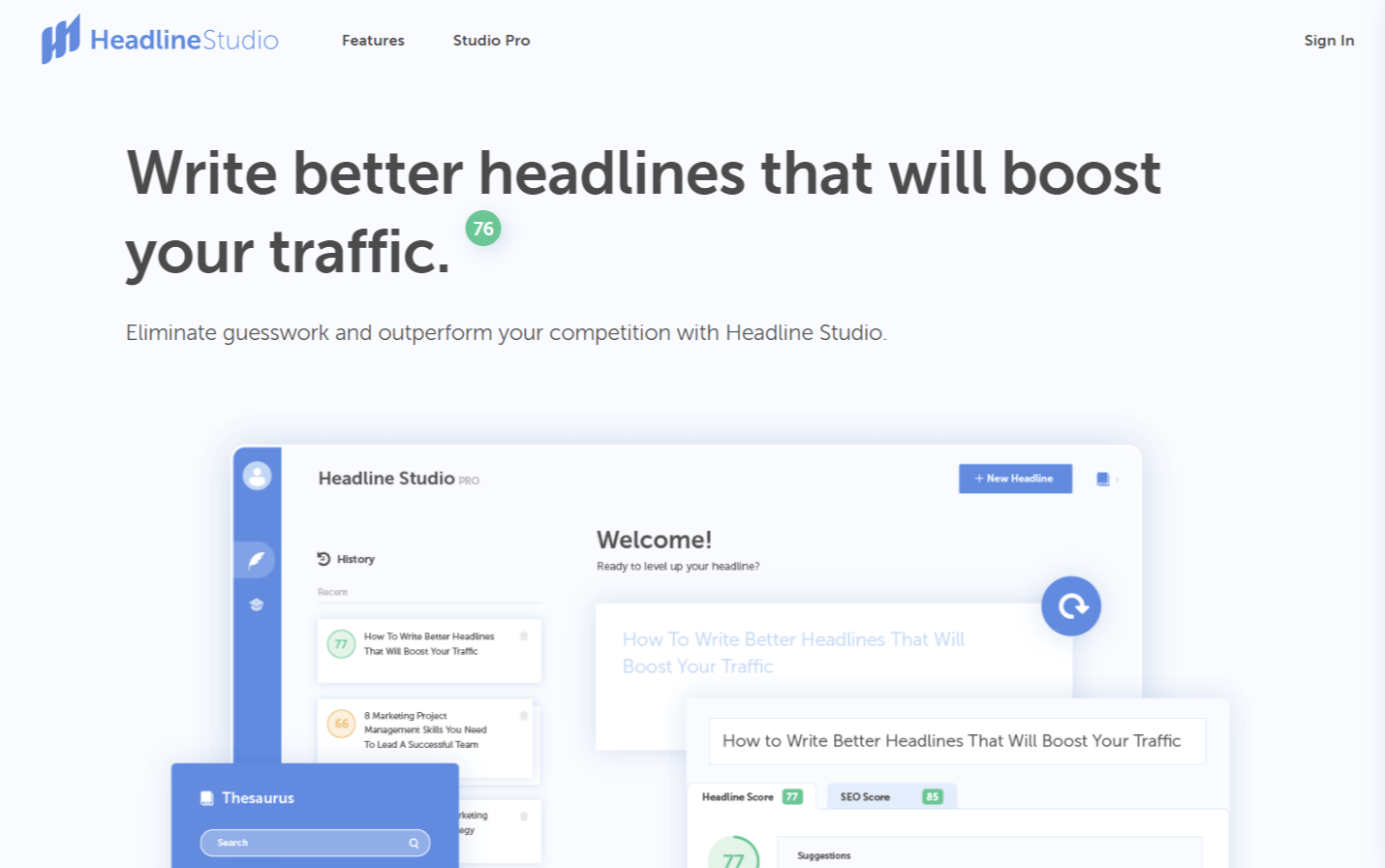 screenshot from Headline Studio