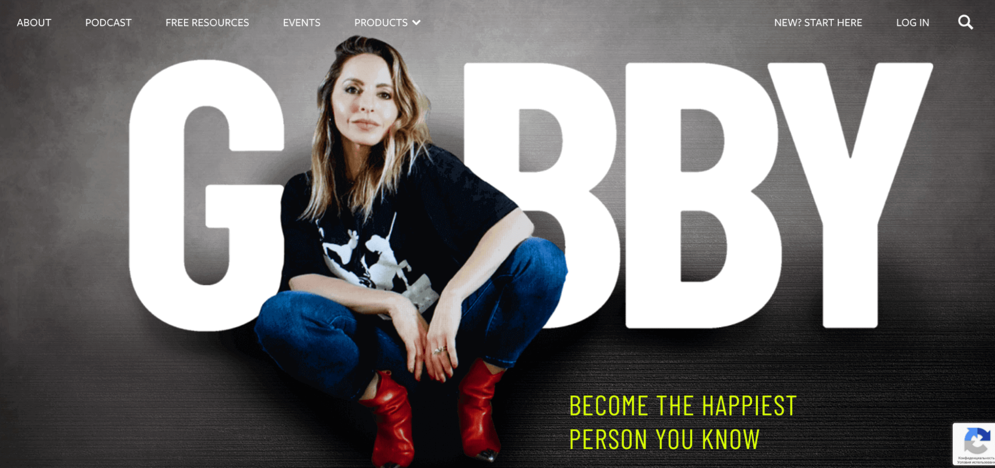 A screenshot of Gabby Bernstein’s website.