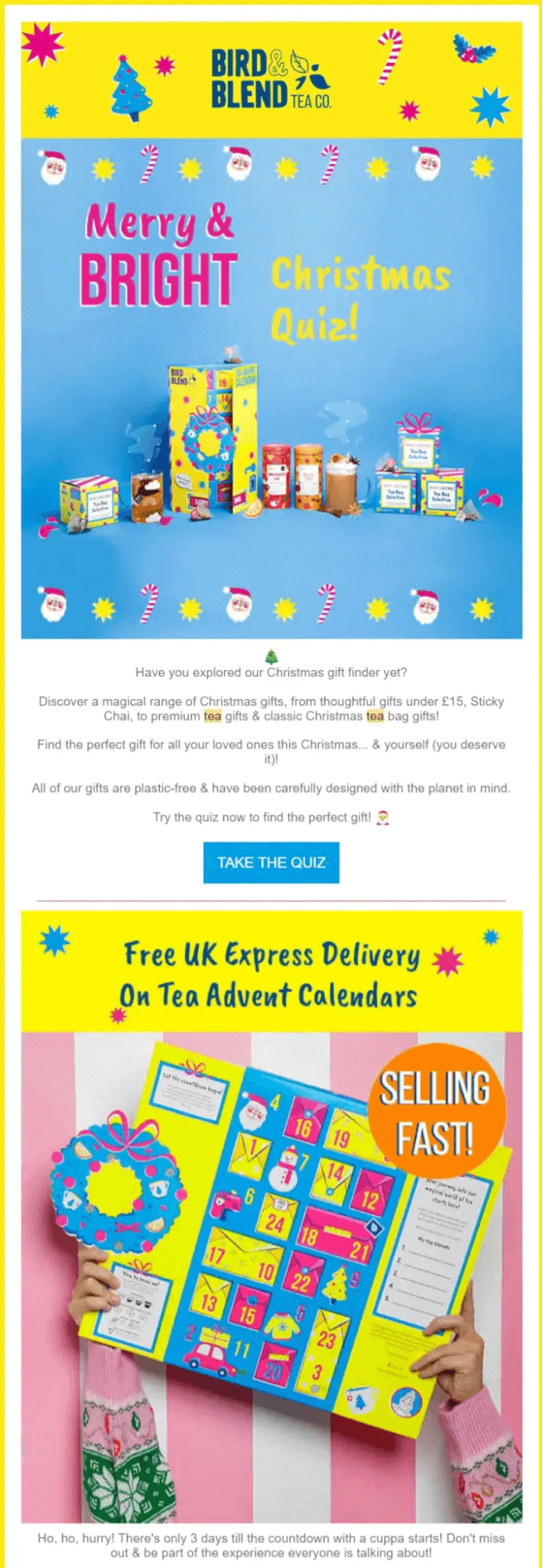 Bird & Blend Tea Co. email sent after Black Friday to tease upcoming offers