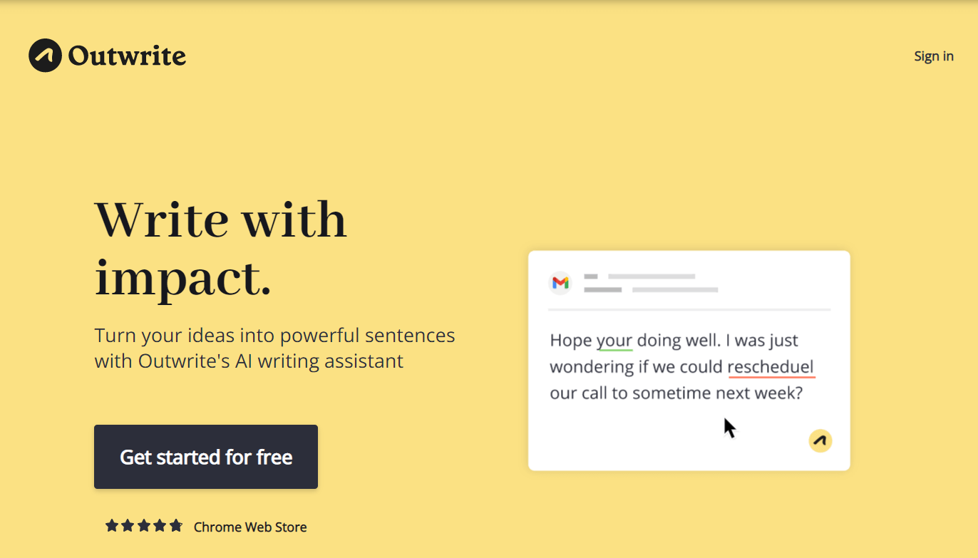 screenshot from Outwrite