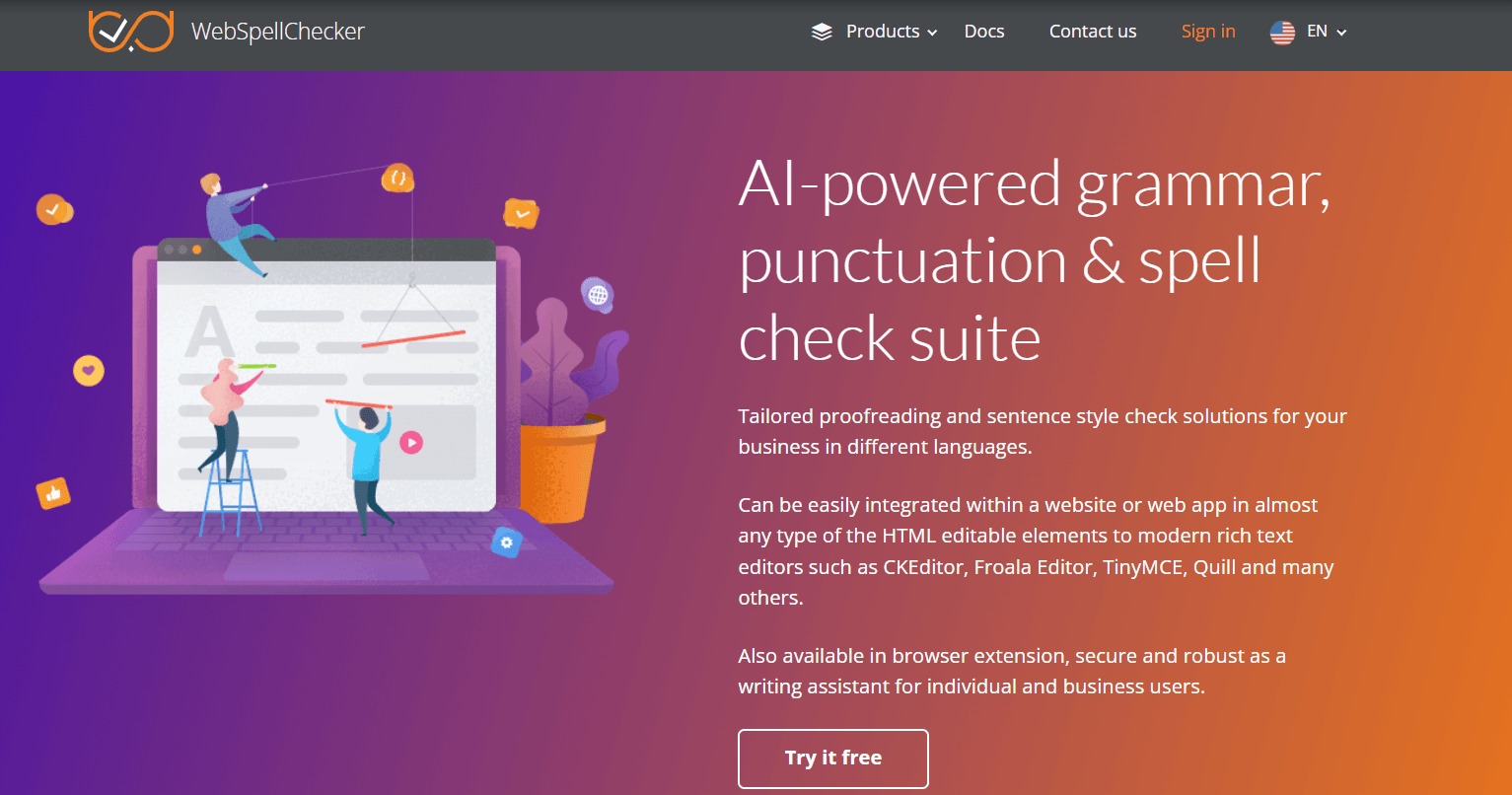 screenshot from WebSpellChecker