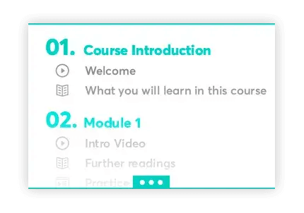 A course outline template for professional and training courses, showing an example of the introduction sections.