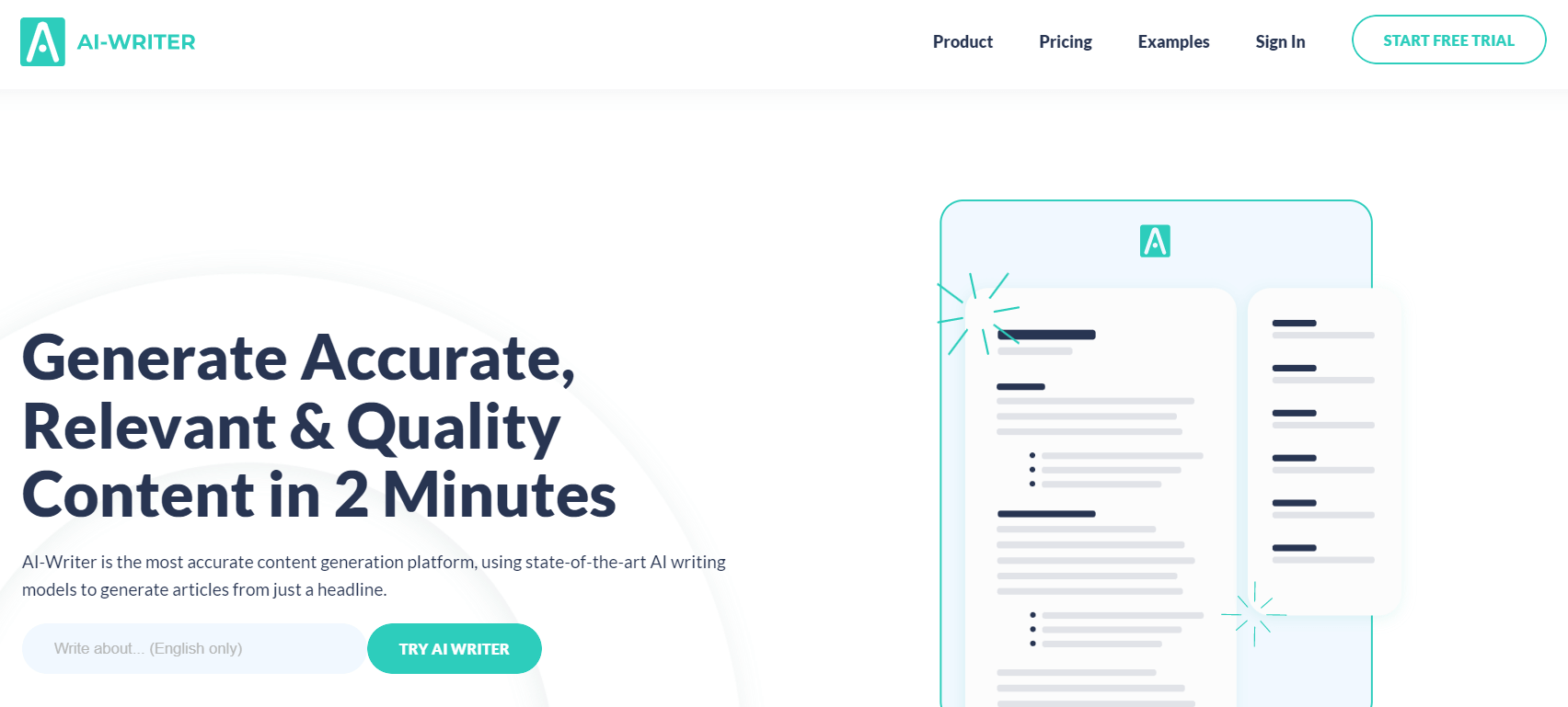 screenshot from AI Writer