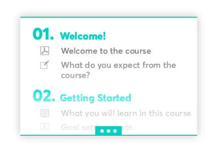 A mini-course outline template example. Including the first two sections of a mini-course.
