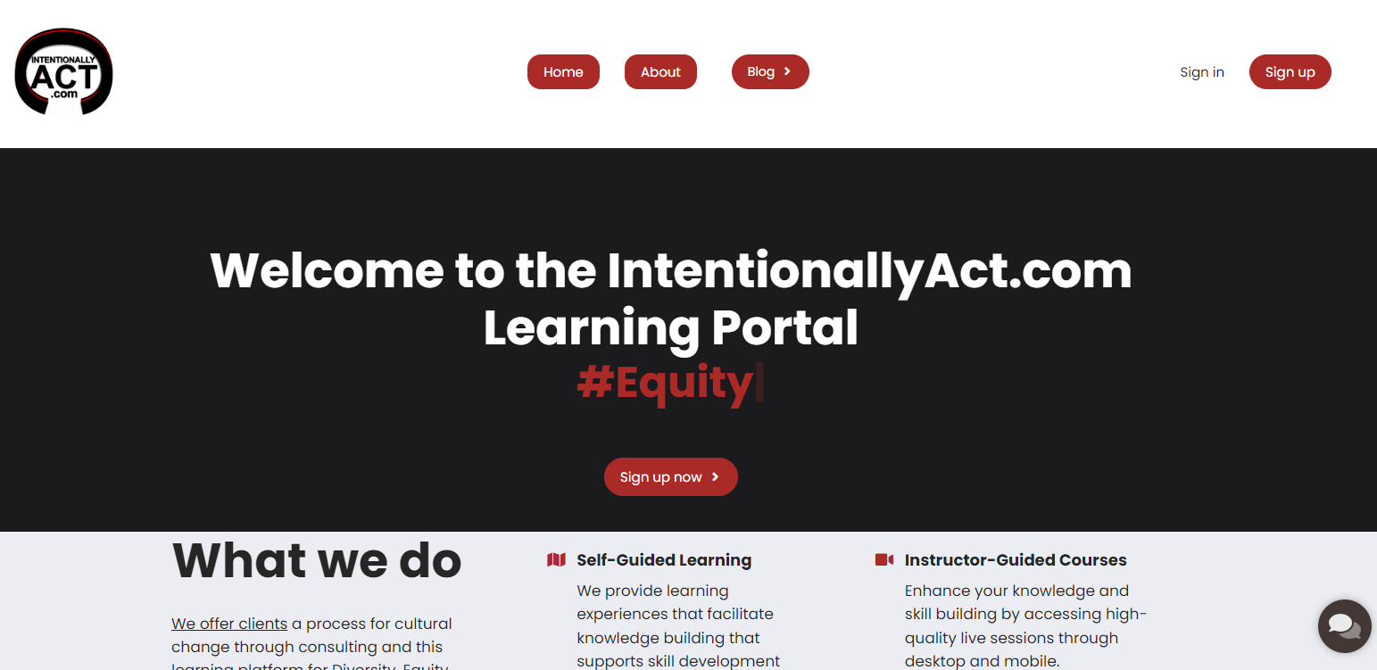 Intentionally Act Learning Portal Screenshot.