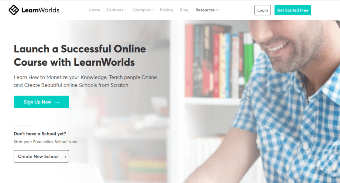 A screenshot of LearnWorlds' website.