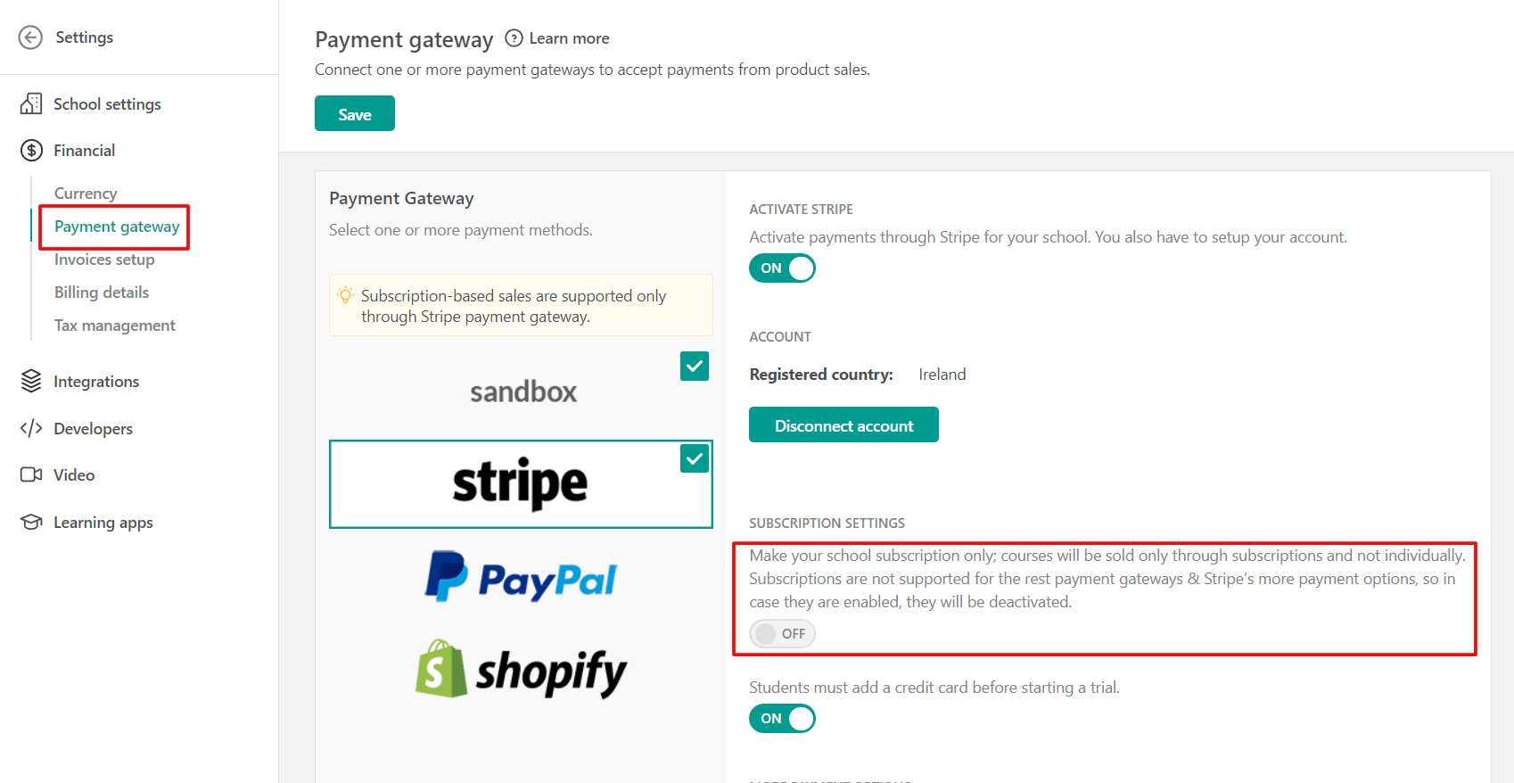 payment gateways LearnWorlds