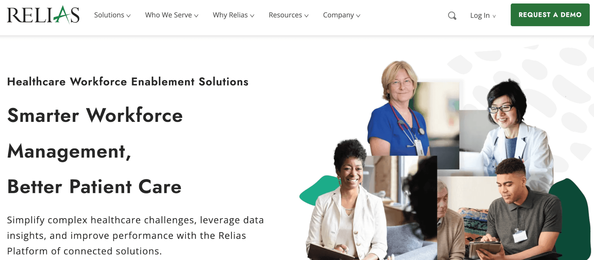 A screenshot showing parts of Relias landing page.