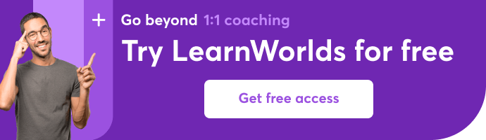 A banner that prompts readers to try LearnWorlds for free.