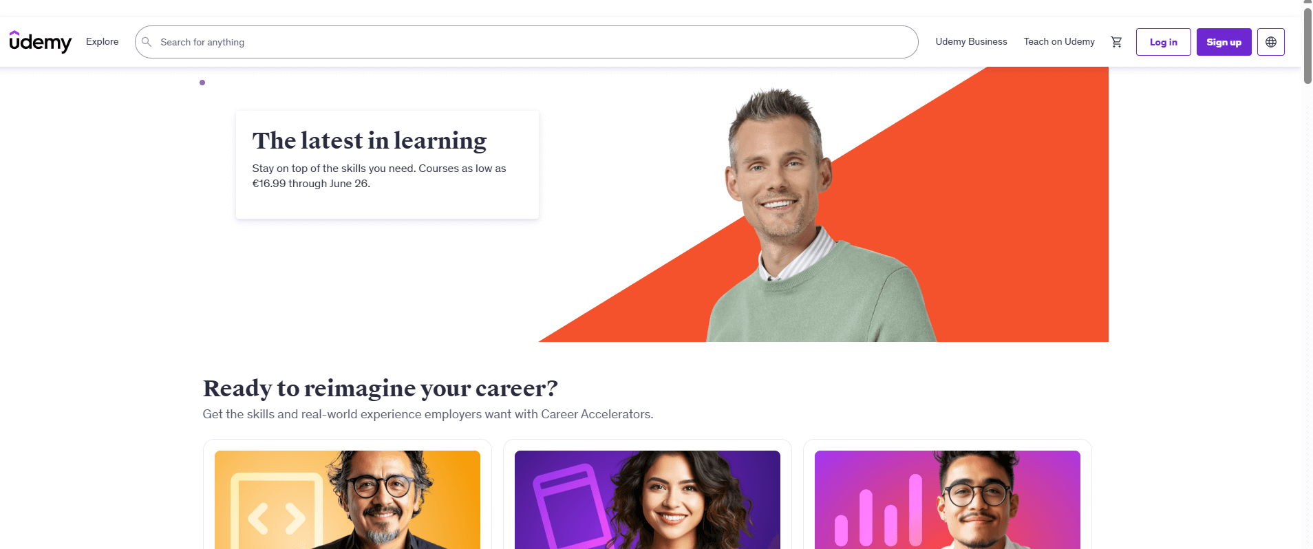  A screenshot showing part of Udemy's website.