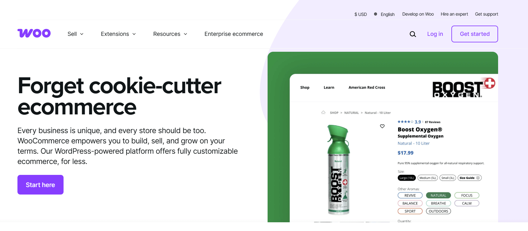 A screenshot showing part of WooCommerce's website.