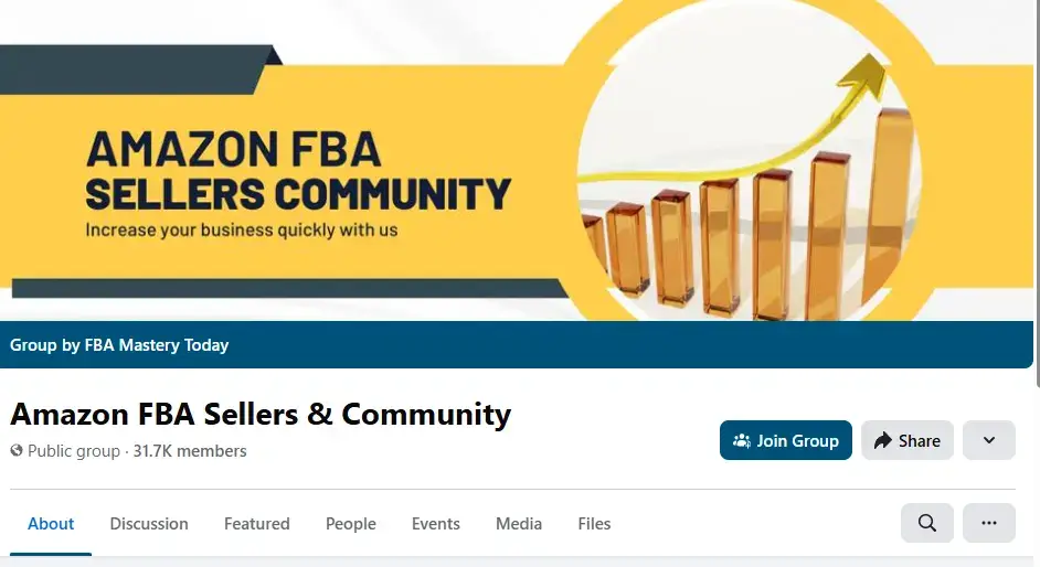 The homepage for Amazon FBA Sellers Community on Facebook.