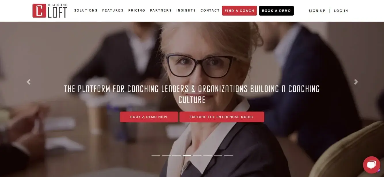 A screenshot showing part of Coaching Loft's home page.