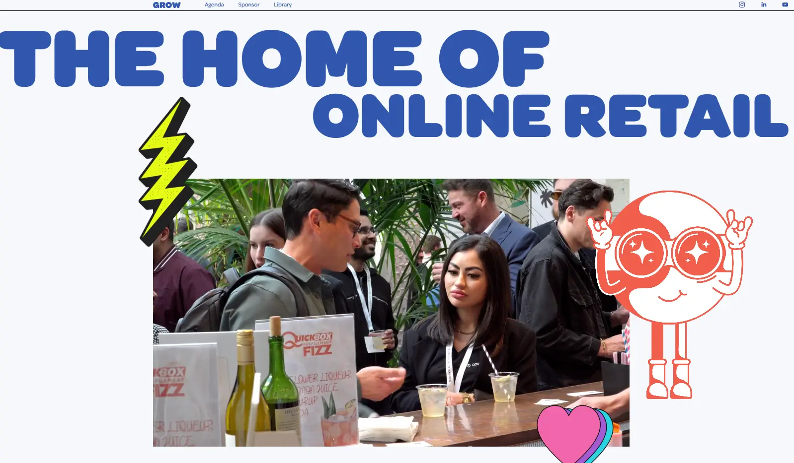 A screenshot of the Grow Social Club's homepage with a picture of an industry event.