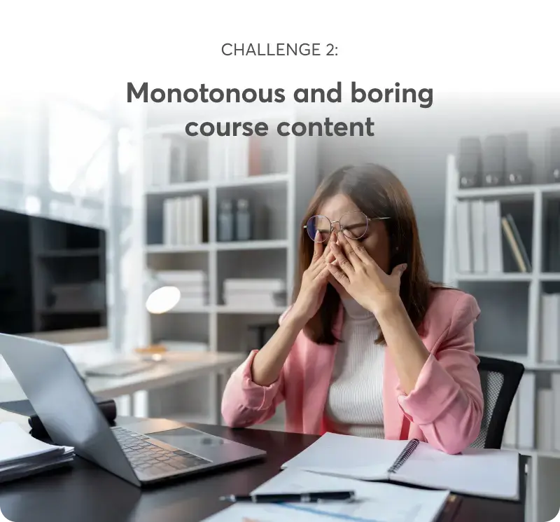 A visual showing a woman looking frustrated at work.