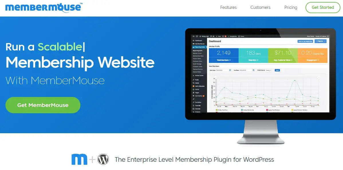 a screenshot showing what a MemberMouse dashboard could look like as a user's WordPress plugin
