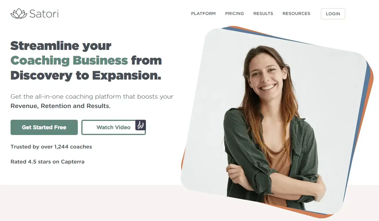 A screenshot showing part of Satori's home page.