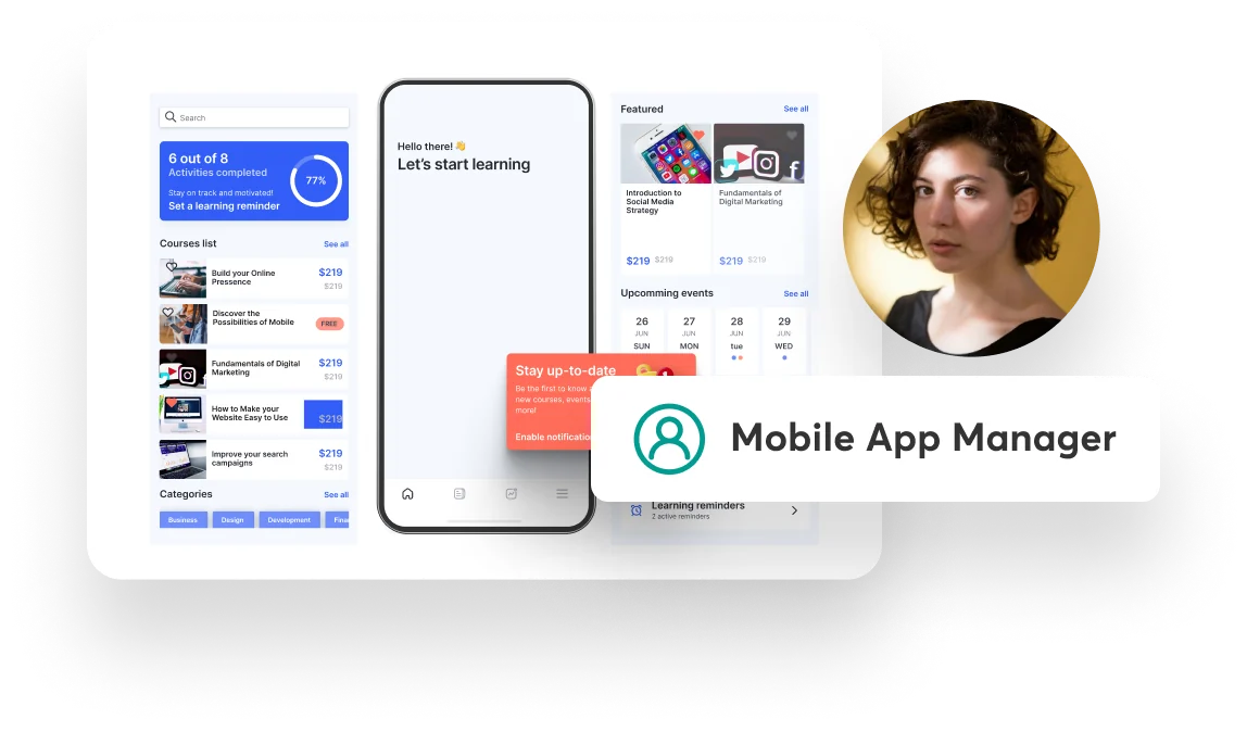 LearnWorlds offers custom user roles for your online academy. An example on different custom roles.