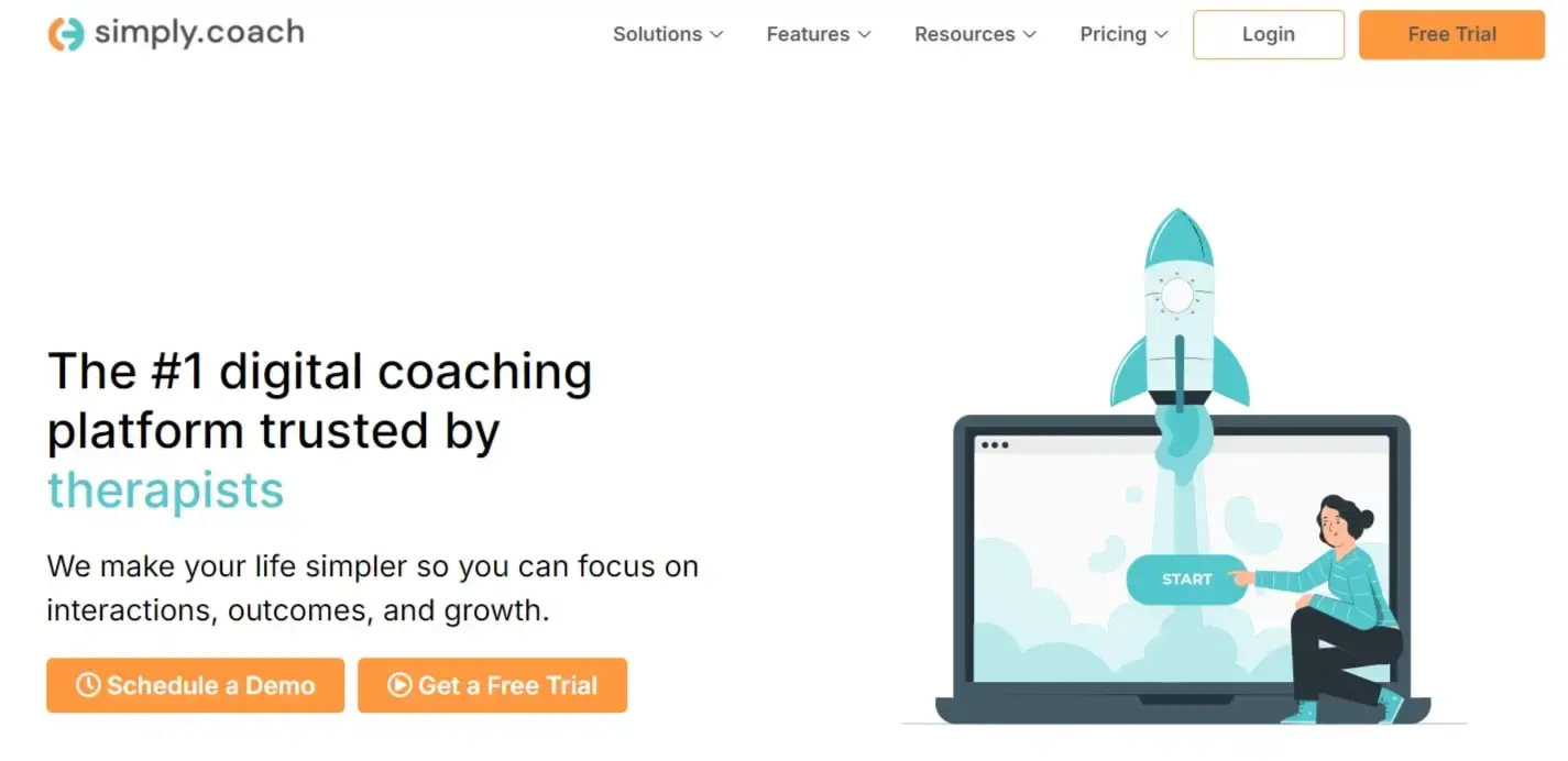 A screenshot showing part of SimplyCoach home page. 