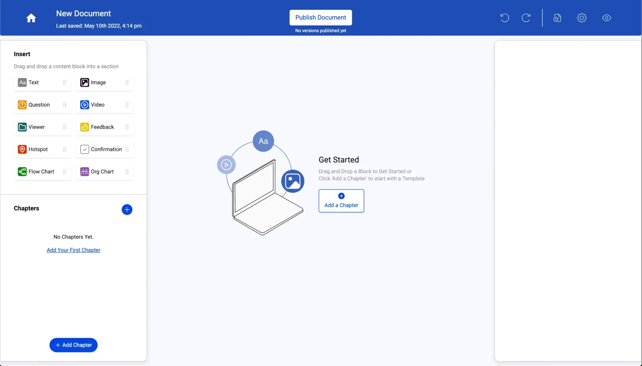 SkyPrep interface displaying a new document set up stage