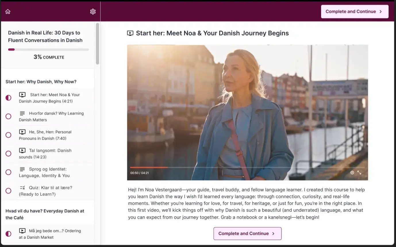 a sample course from Teachable showing modules