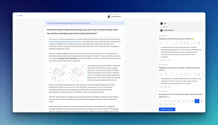 Teachfloor features for sharing feedback on courses and activities